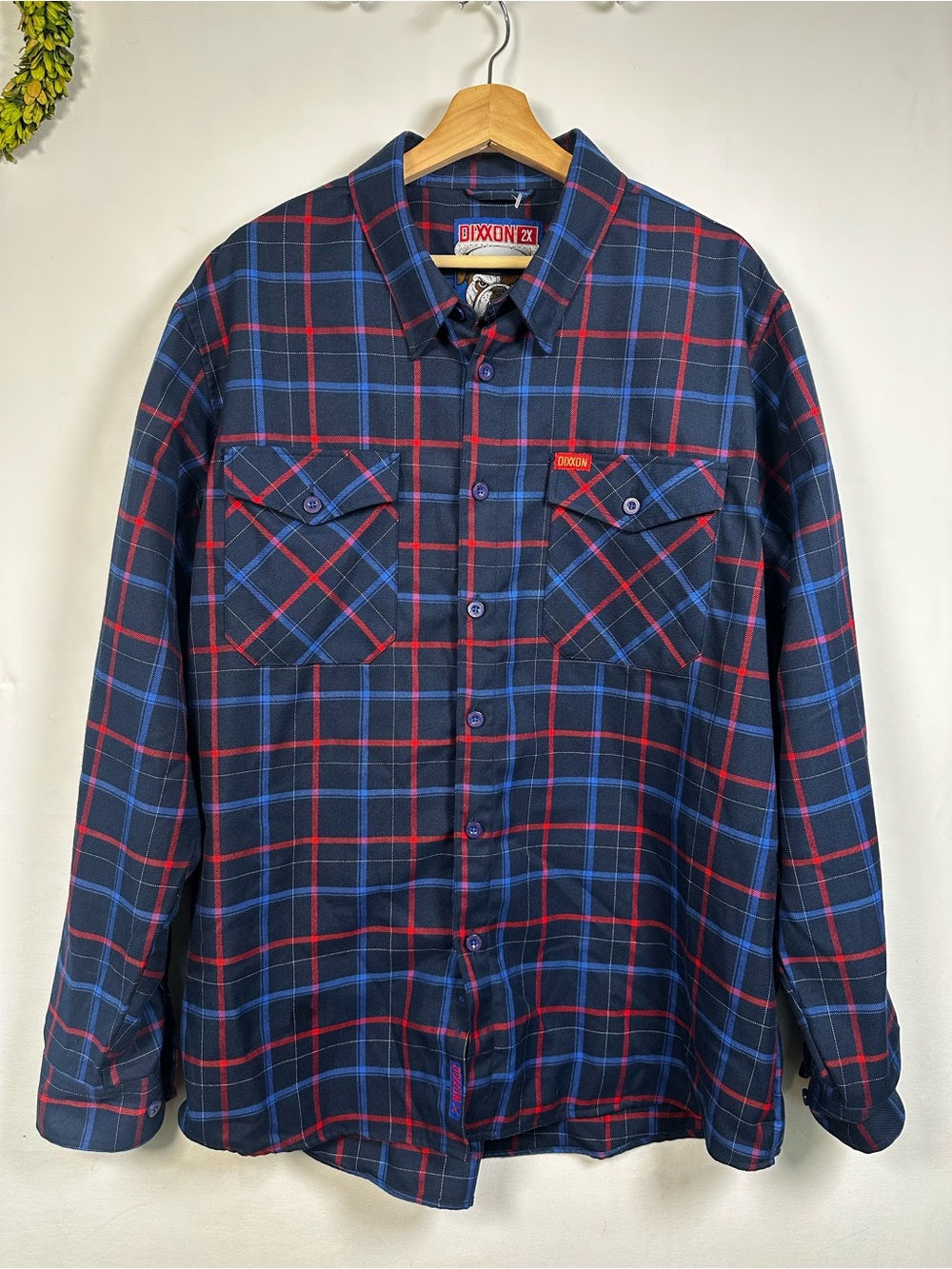 Dixxon Blood Stripe Flannel Shirt Plaid United States Marine Corps Blue Red